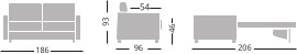 Dimensions Canapé lit convertible 3 places TN 140