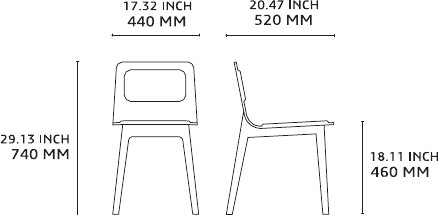 Dimensions Chaise LAIA dossier bas