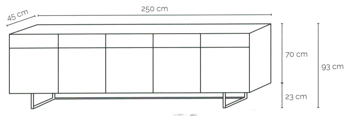 Dimensions Buffet 5 portes 5 tiroirs HOME LIVING