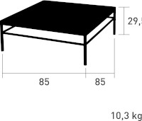 Dimensions Table basse de jardin 85 x 85 cm RIVAGE VLAEMYNCK