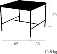 Dimensions Table mi-hauteur 85 x 85 cm RIVAGE VLAEMYNCK
